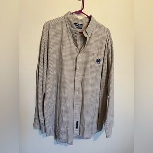 Vintage Crable Sportswear Men’s Plaid Notre Dame Button Up Shirt Size XXL
